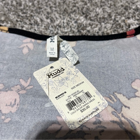 Mudd Long Sleeve Multi Color Floral Print Cold Shoulder Swing Dress NWT Size M - Picture 3 of 9